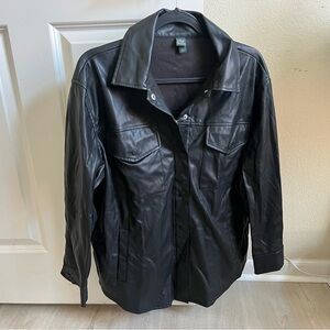 wild fable Black Leather Button-Front Jacket